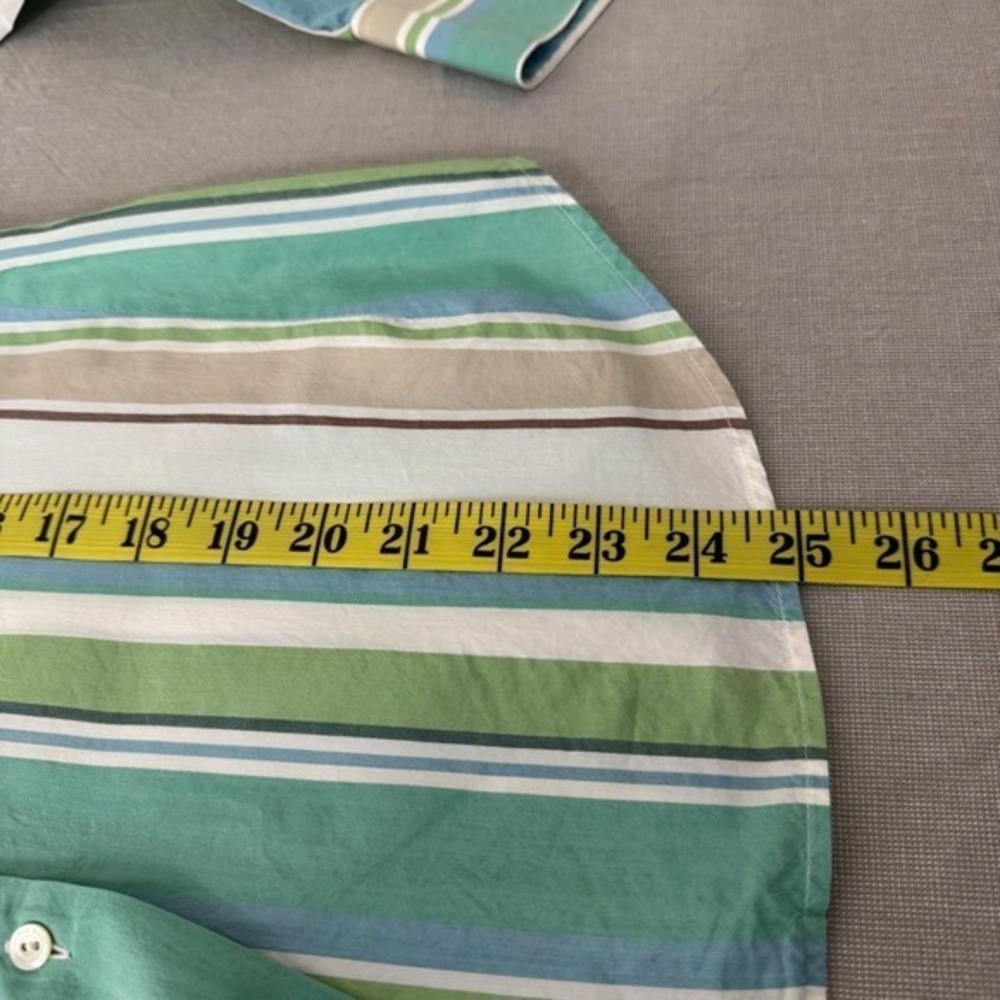 Loro Piana‎ Striped Top Green/Blue/Tan Size 42 (6) Cotton/Silk - Picture 11 of 12